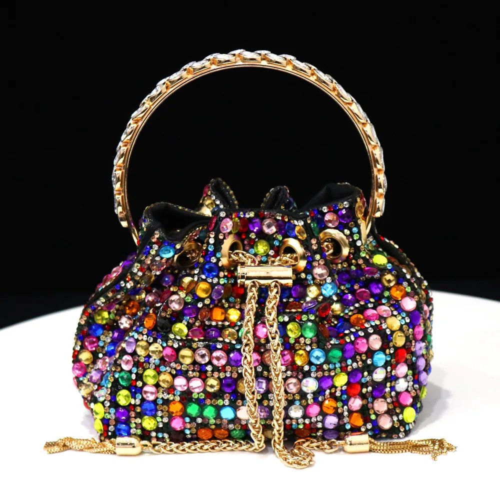 Venus Chan Pointed Toe Heels for Women 2023 Elegant Party Wine Color Full Diamond Pumps Italian Shoes and Bags Matching Set