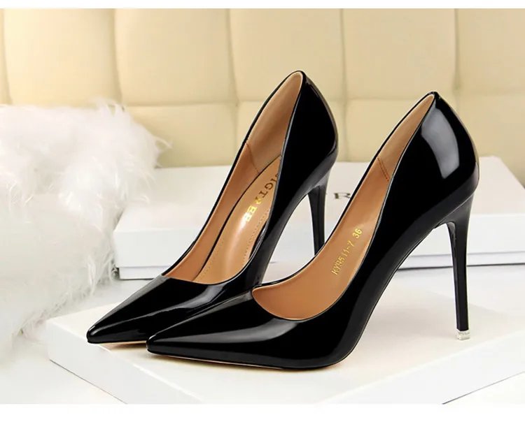 BIGTREE Shoes Woman Pumps Patent Leather High Heels Shoes Women Basic Pump Wedding Shoes Female Stiletto Women Heel Plus Size 43