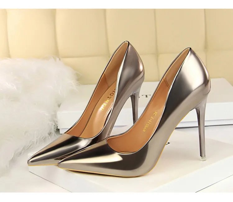BIGTREE Shoes Woman Pumps Patent Leather High Heels Shoes Women Basic Pump Wedding Shoes Female Stiletto Women Heel Plus Size 43