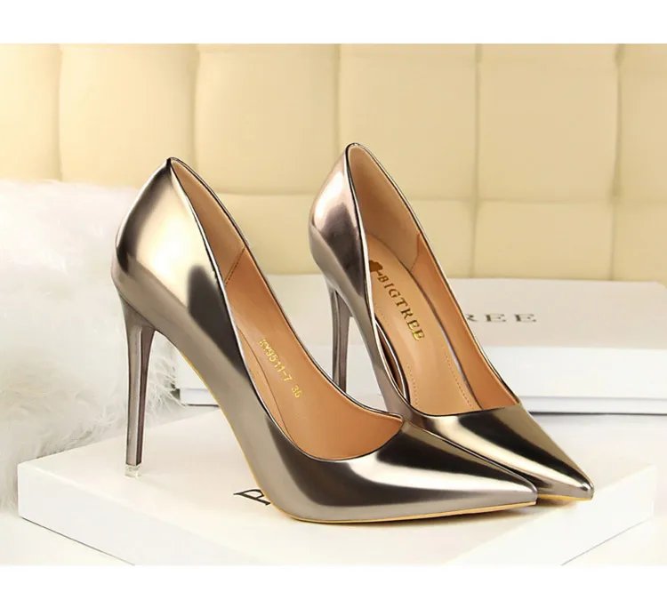 BIGTREE Shoes Woman Pumps Patent Leather High Heels Shoes Women Basic Pump Wedding Shoes Female Stiletto Women Heel Plus Size 43