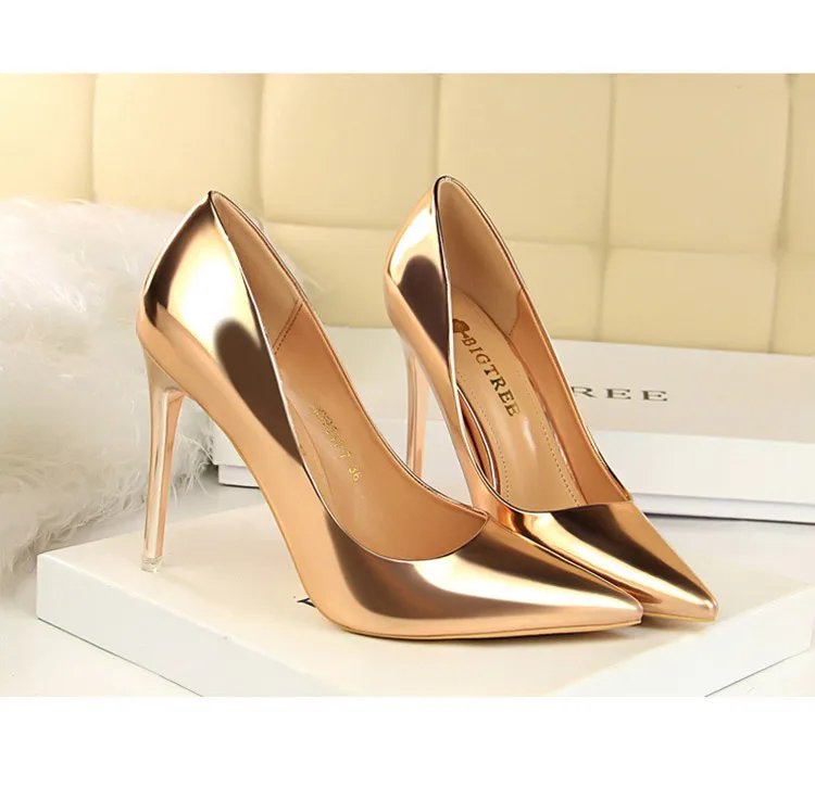 BIGTREE Shoes Woman Pumps Patent Leather High Heels Shoes Women Basic Pump Wedding Shoes Female Stiletto Women Heel Plus Size 43