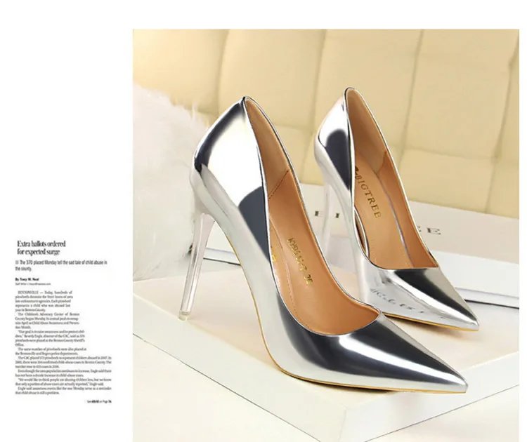 BIGTREE Shoes Woman Pumps Patent Leather High Heels Shoes Women Basic Pump Wedding Shoes Female Stiletto Women Heel Plus Size 43