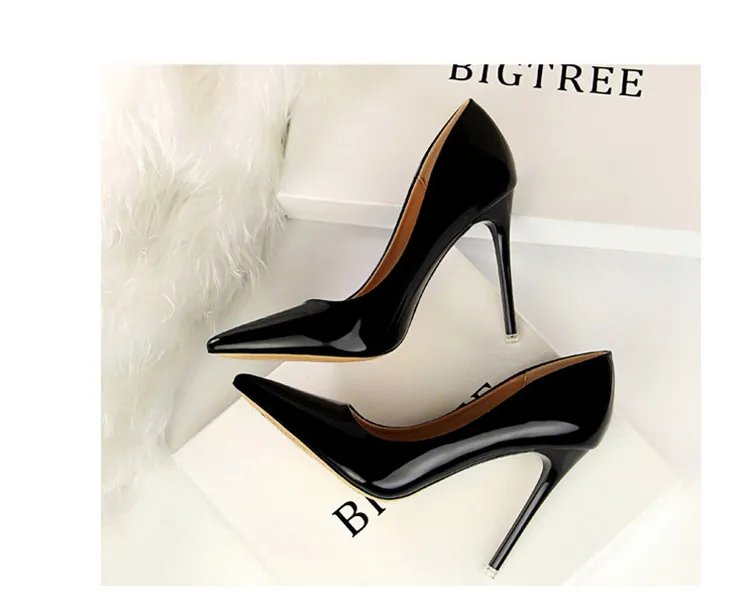 BIGTREE Shoes Woman Pumps Patent Leather High Heels Shoes Women Basic Pump Wedding Shoes Female Stiletto Women Heel Plus Size 43