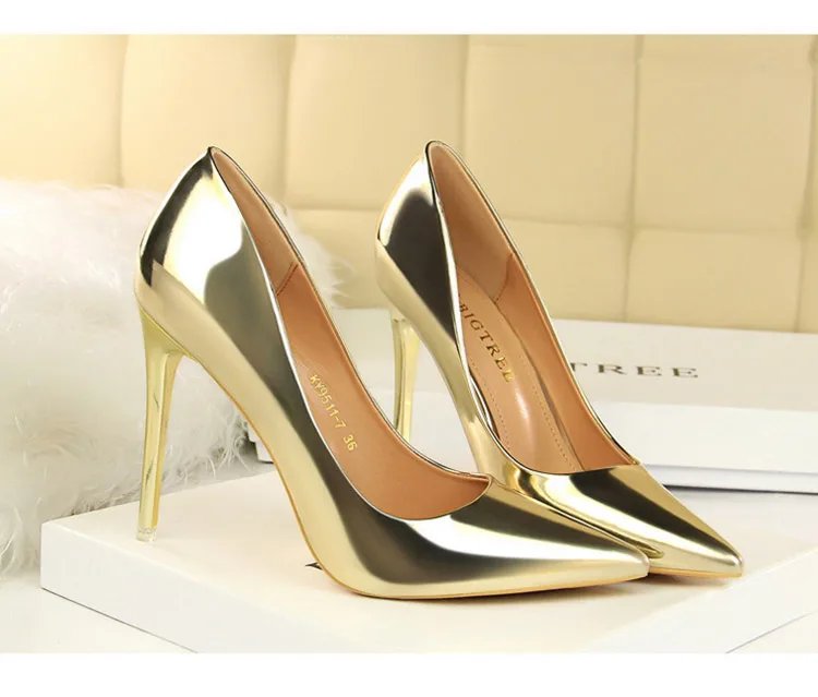 BIGTREE Shoes Woman Pumps Patent Leather High Heels Shoes Women Basic Pump Wedding Shoes Female Stiletto Women Heel Plus Size 43