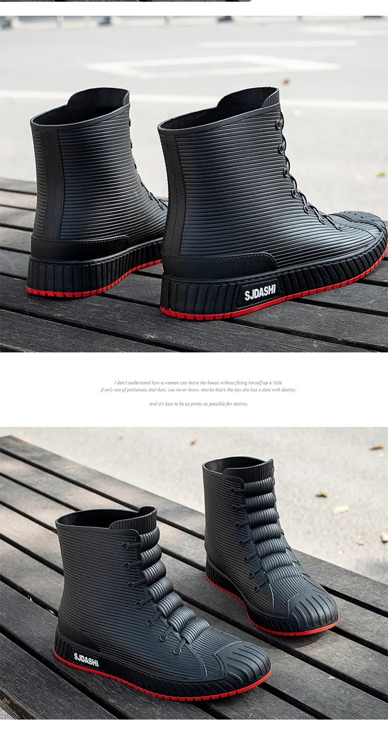 Versatile Casual Short-barreled Waterproof Shoes Men Women Lined With Fleece Warmth Anti-slip Wear-resistant Outdoors Rain Boots