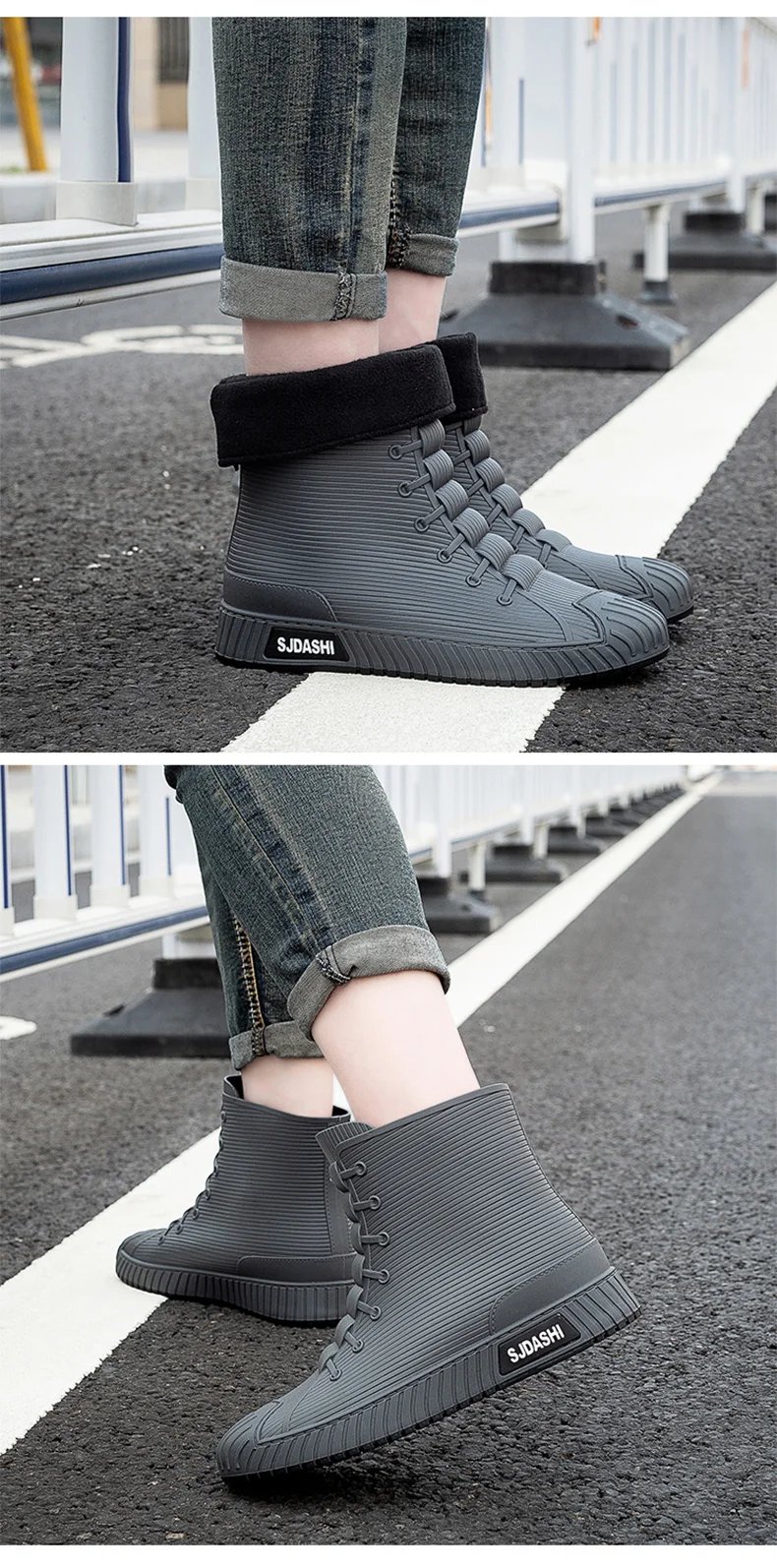 Versatile Casual Short-barreled Waterproof Shoes Men Women Lined With Fleece Warmth Anti-slip Wear-resistant Outdoors Rain Boots