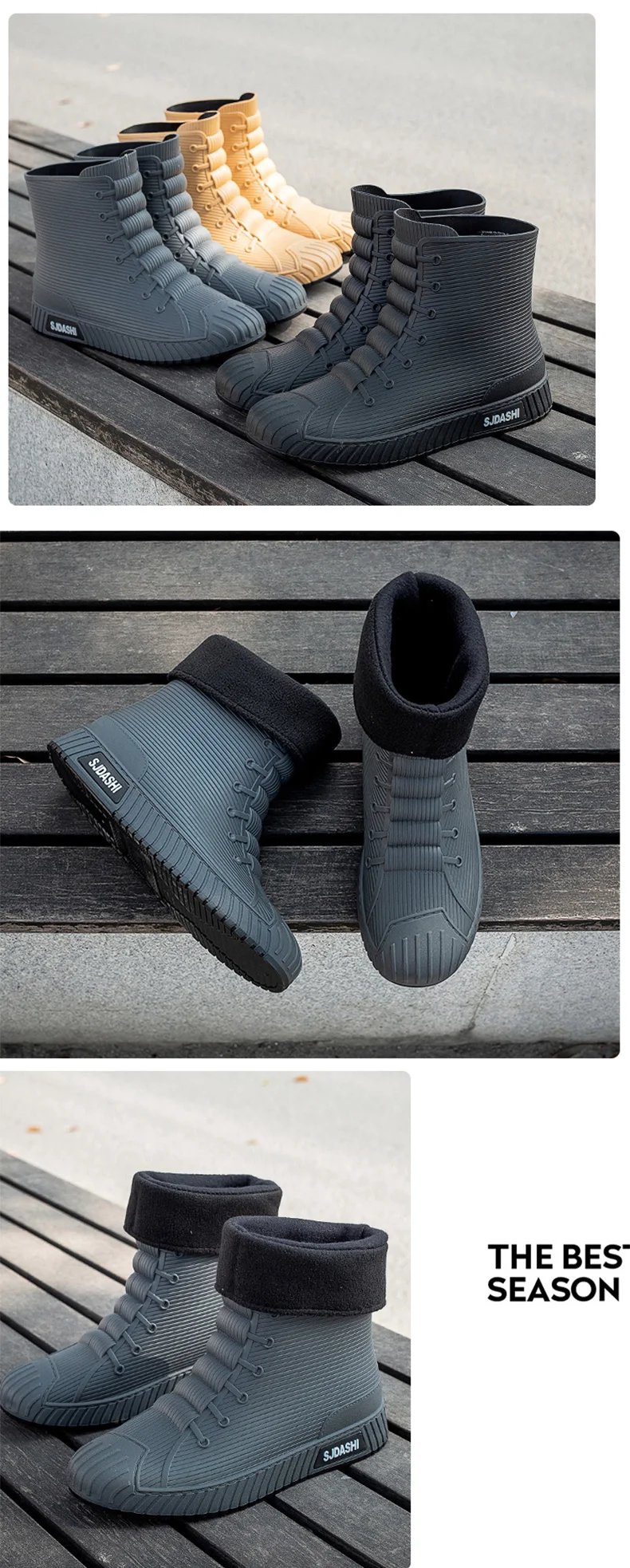 Versatile Casual Short-barreled Waterproof Shoes Men Women Lined With Fleece Warmth Anti-slip Wear-resistant Outdoors Rain Boots