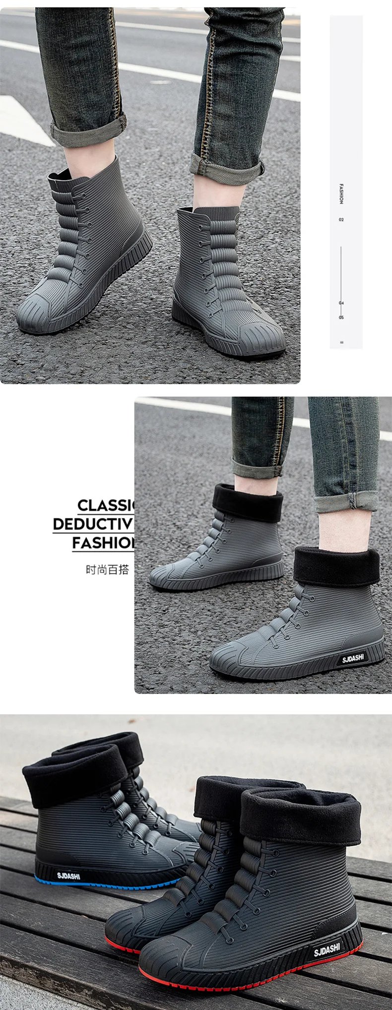 Versatile Casual Short-barreled Waterproof Shoes Men Women Lined With Fleece Warmth Anti-slip Wear-resistant Outdoors Rain Boots