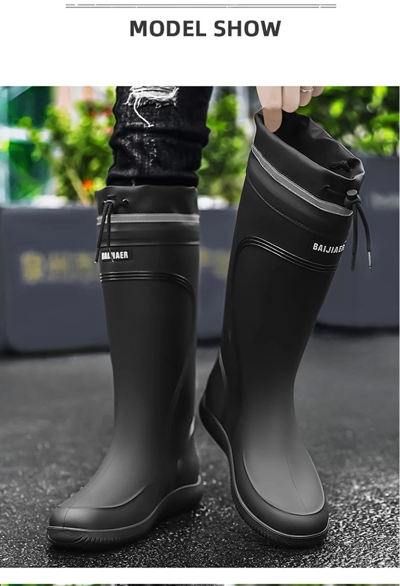 Rain shoes men's waterproof rainproof boots four season soft soles non-slip comfort outdoor work water shoes male's water boots