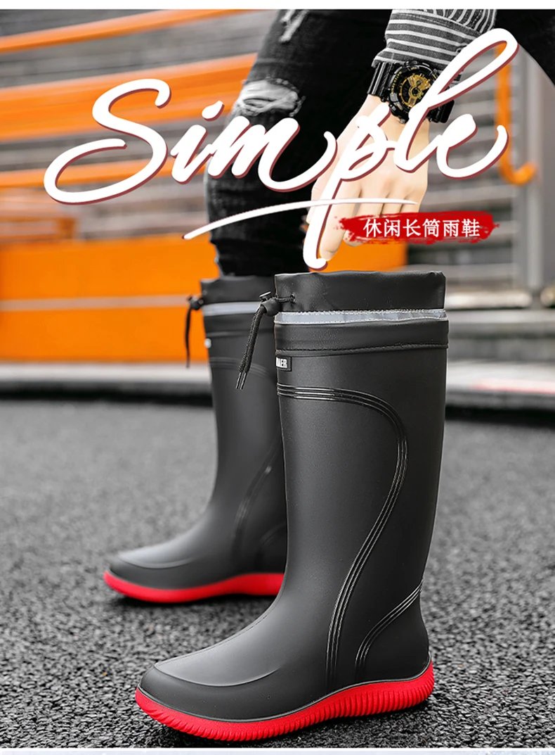 Rain shoes men's waterproof rainproof boots four season soft soles non-slip comfort outdoor work water shoes male's water boots