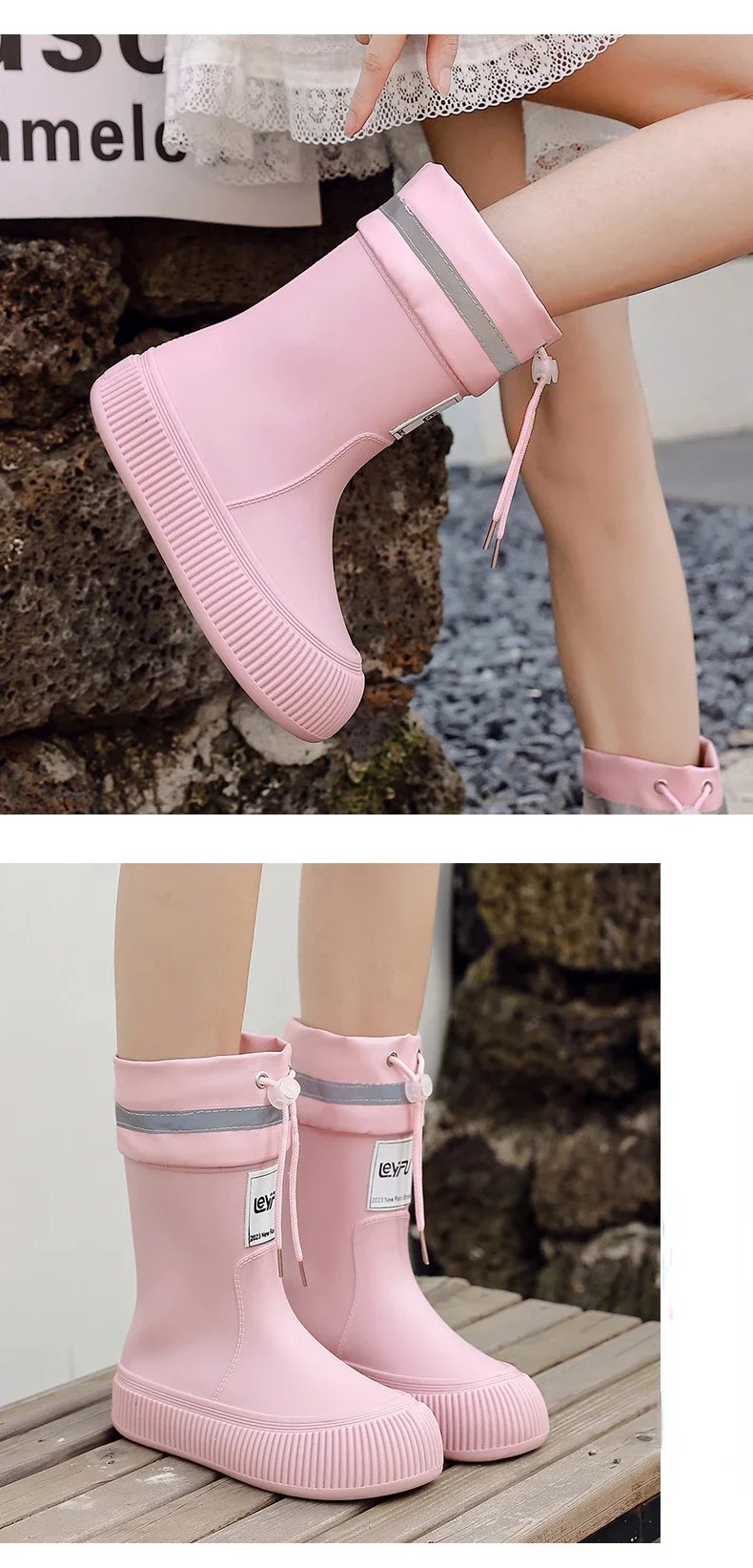 Rain Boots Women Anti Slip Trend Lightweight Soft Rain Shoes Outdoor Fishing Thick Sole Waterproof Shoes Fashion Comfy 2024