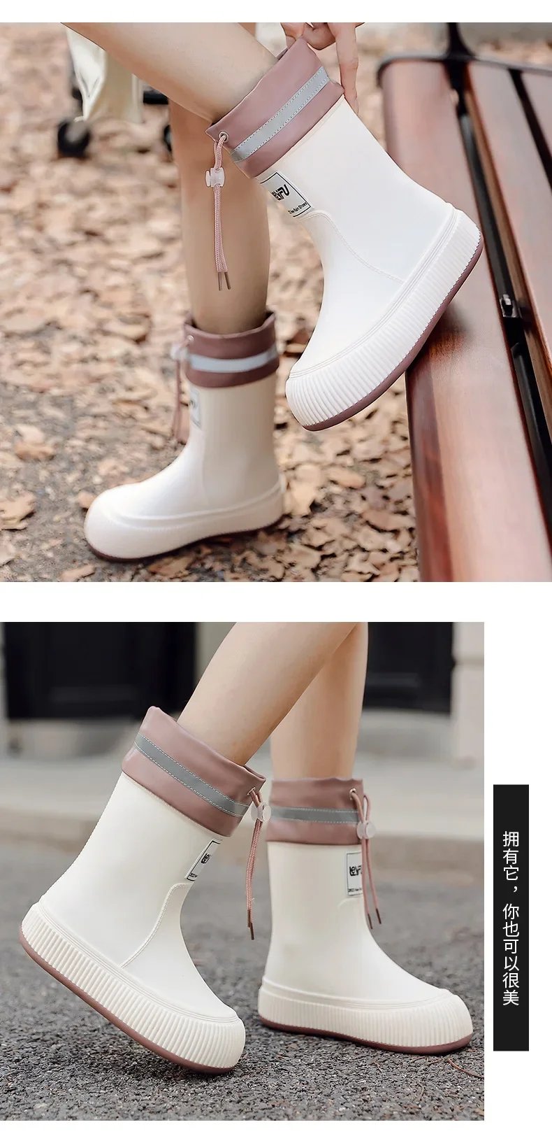 Rain Boots Women Anti Slip Trend Lightweight Soft Rain Shoes Outdoor Fishing Thick Sole Waterproof Shoes Fashion Comfy 2024