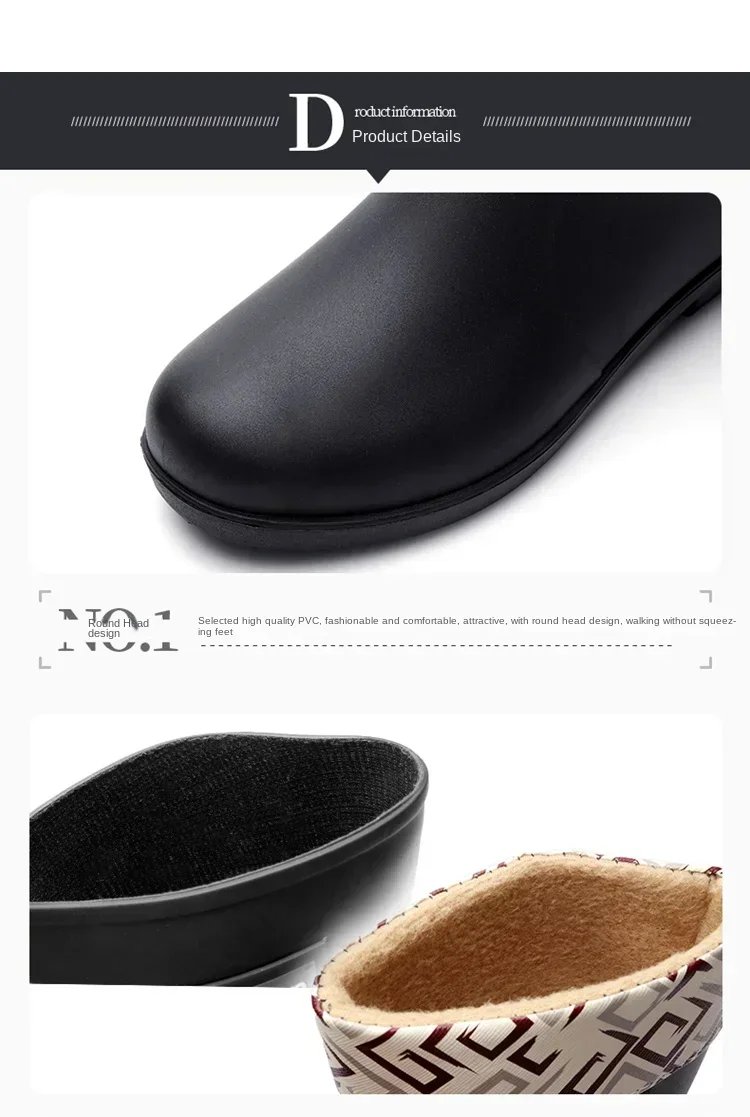 Rain boots women's four seasons fashion outdoor mid-tube waterproof non-slip rubber shoes fashion rain boots with cotton cover