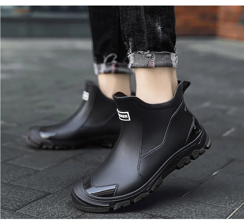 Men's Rain Boots Outdoor Casual Men Ankle Hiking Fishing Water Shoes Waterproof Work Boot Personality Non-slip Male Footwear