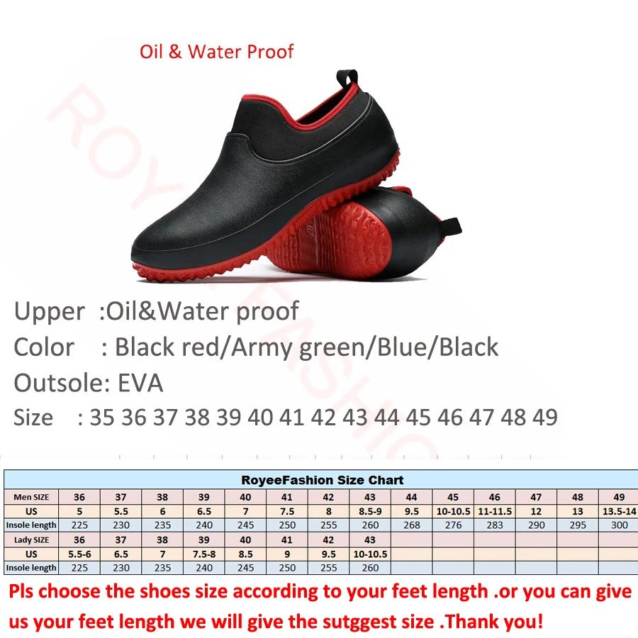 Comfortable non slip Kitchen Shoes Mens Rain Boots Waterproof Shoes Clogs Garden Shoes Kitchen Shoes Chef Shoes zapatos size 49
