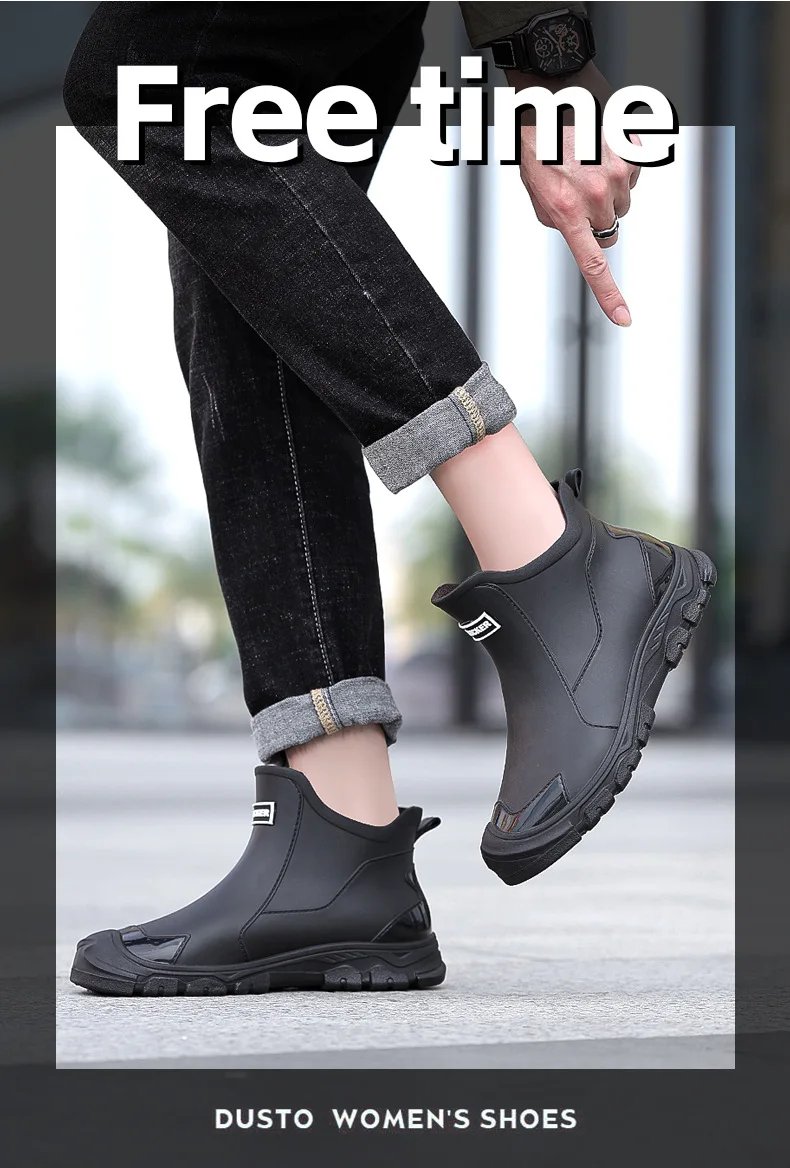 Fashionable Rain Boots for Men New Rainproof and Waterproof Shoes, Short Non-slip Casual Fishing Rubber Boots, Work Rubber Shoes