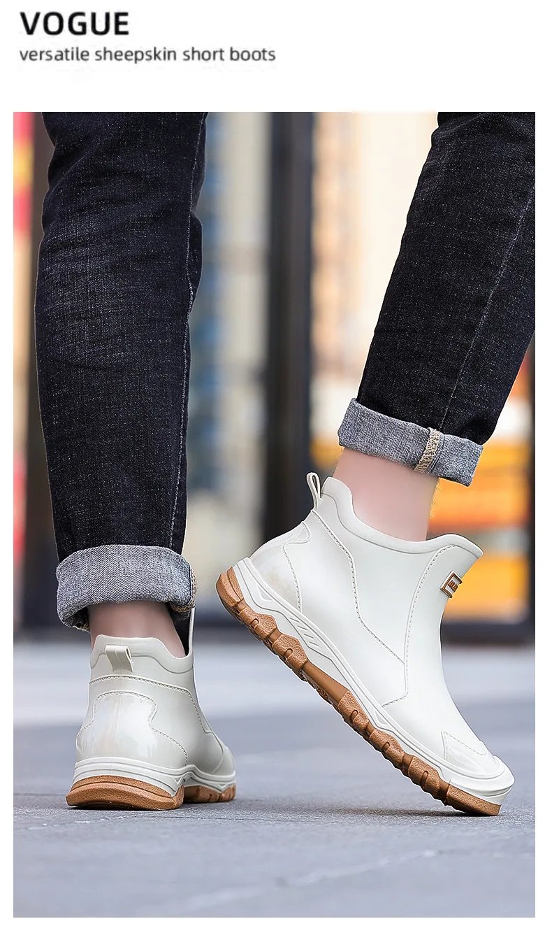 Fashionable Rain Boots for Men New Rainproof and Waterproof Shoes, Short Non-slip Casual Fishing Rubber Boots, Work Rubber Shoes