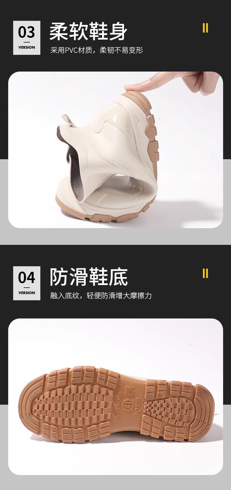 Fashionable Rain Boots for Men New Rainproof and Waterproof Shoes, Short Non-slip Casual Fishing Rubber Boots, Work Rubber Shoes