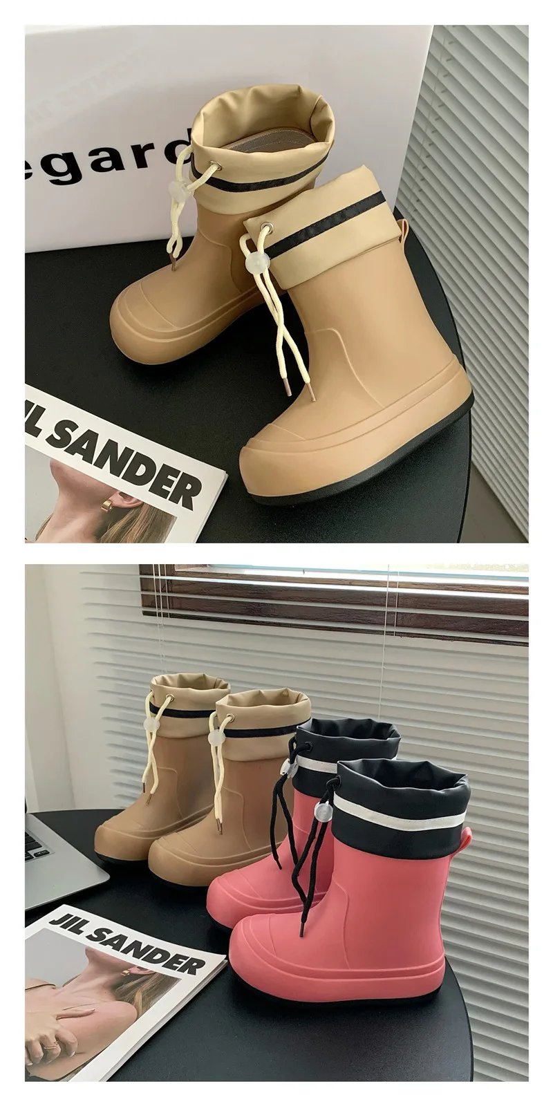2024 New Children's Rain Boots Unisex Medium and Large Children's Summer Rain Boots Students' Outdoor Non-slip Waterproof Shoes