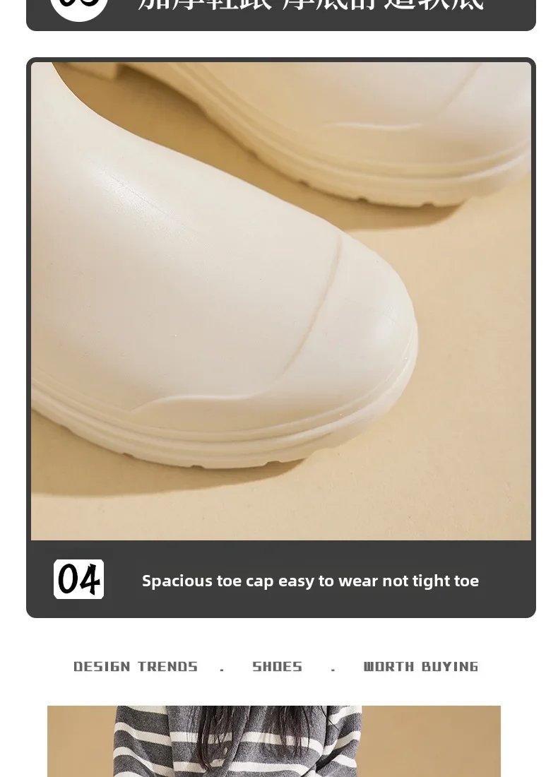 Fashionable Korean Style Women's Rain Boots Mid-high Sock Length Wool Lined Warm Versatile Waterproof Leather Outdoor Shoes