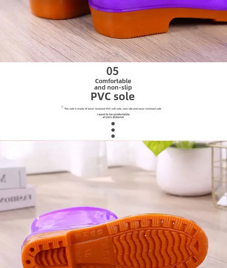 Fashionable Women's Short Sleeve Rain Shoes Cotton Lined Non-slip Rain Boots Fleece Lined For Adults Kitchen Work Shoes