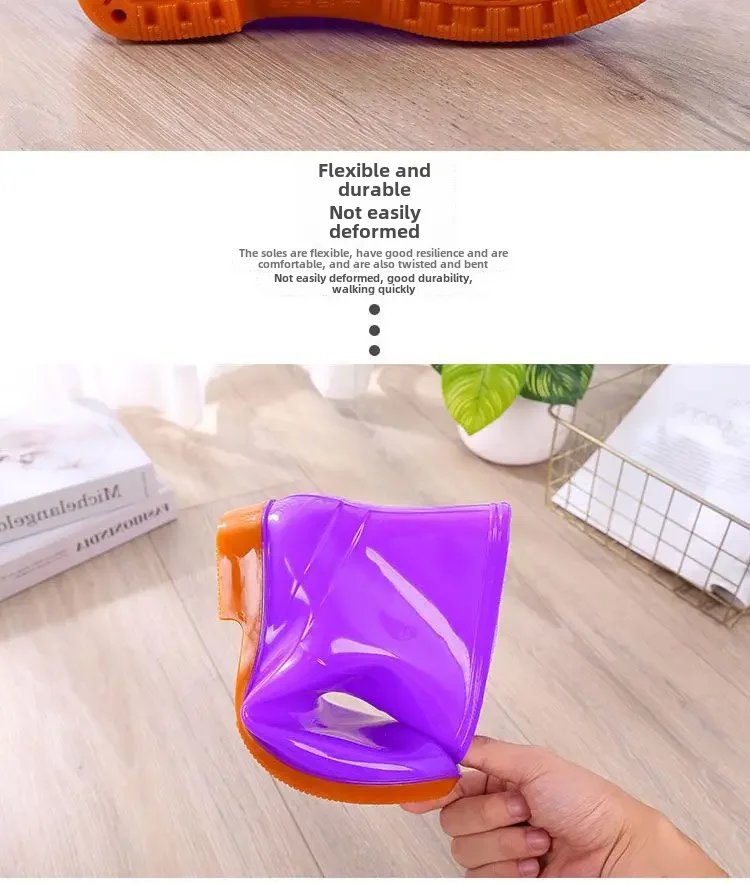 Fashionable Women's Short Sleeve Rain Shoes Cotton Lined Non-slip Rain Boots Fleece Lined For Adults Kitchen Work Shoes