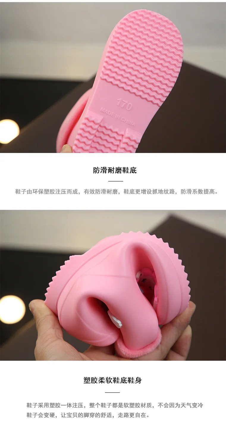 New Kids Rain Boots For Girls Rubber Rainboot Boys Baby Girls PVC Warm Children Waterproof Shoes Modis Cartoon Unicorn Removable