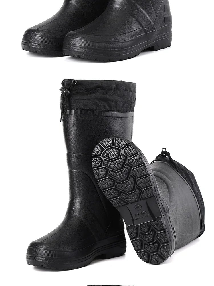 2024 New Men Rain Boots High Quality EVA Non-slip Rain Boots Platform Men Snow Boots Winter Warm Waterproof Shoes Men Work Shoes