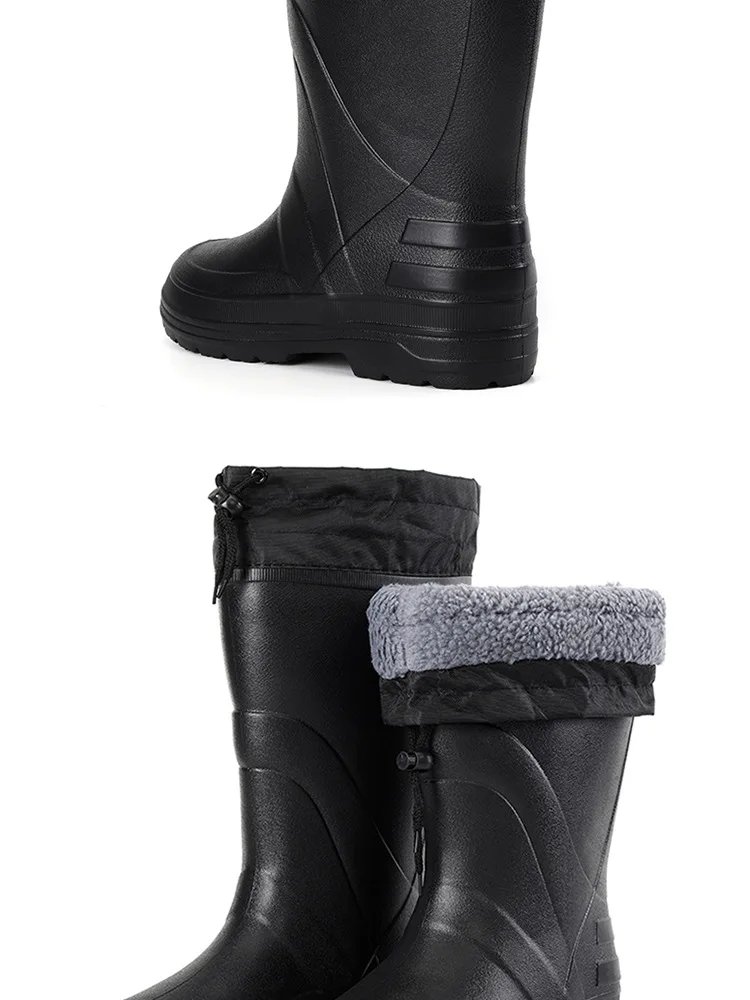 2024 New Men Rain Boots High Quality EVA Non-slip Rain Boots Platform Men Snow Boots Winter Warm Waterproof Shoes Men Work Shoes