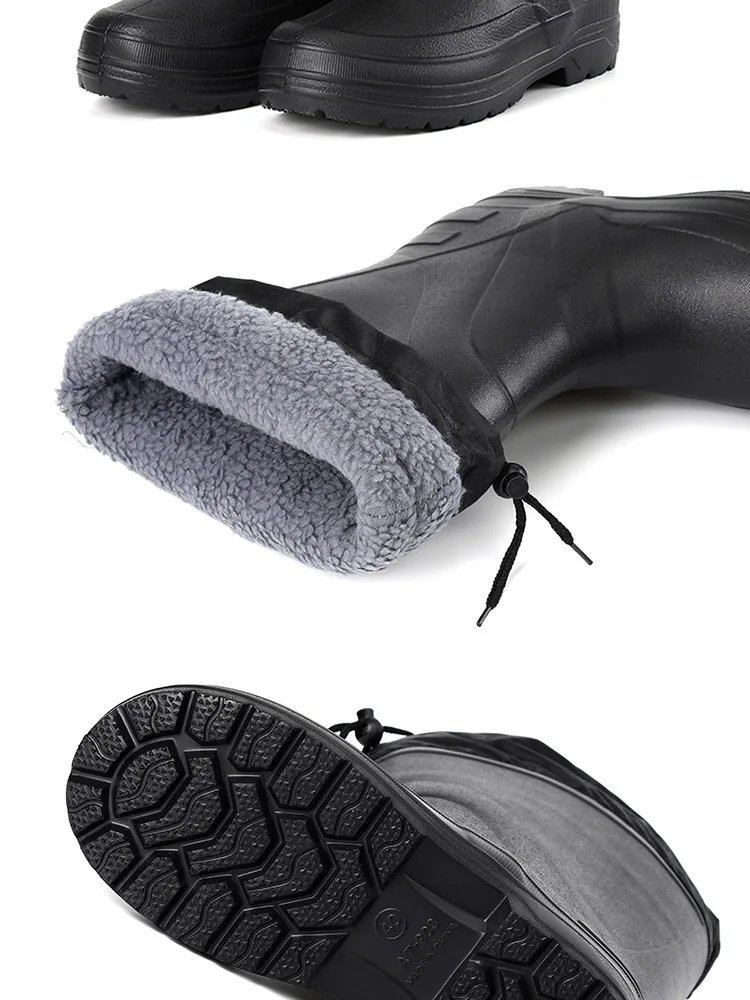 2024 New Men Rain Boots High Quality EVA Non-slip Rain Boots Platform Men Snow Boots Winter Warm Waterproof Shoes Men Work Shoes