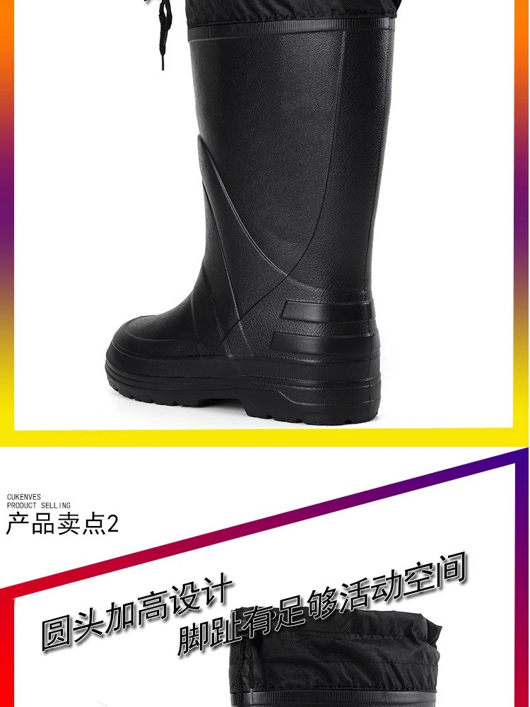 2024 New Men Rain Boots High Quality EVA Non-slip Rain Boots Platform Men Snow Boots Winter Warm Waterproof Shoes Men Work Shoes