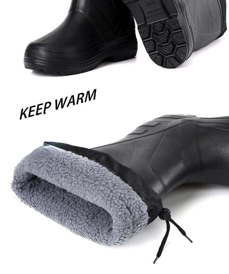 2024 New Men Rain Boots High Quality EVA Non-slip Rain Boots Platform Men Snow Boots Winter Warm Waterproof Shoes Men Work Shoes