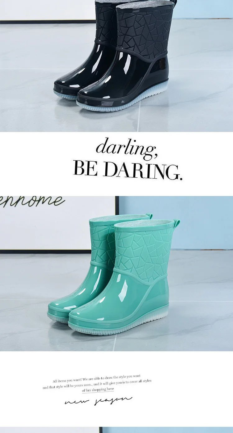 2024Botas De Lluvia Para Mujer Outdoor Women Rain Boots Wear Resistant Plastic PVC Shoes Kitchen Waterproof Shoes, All Seasons