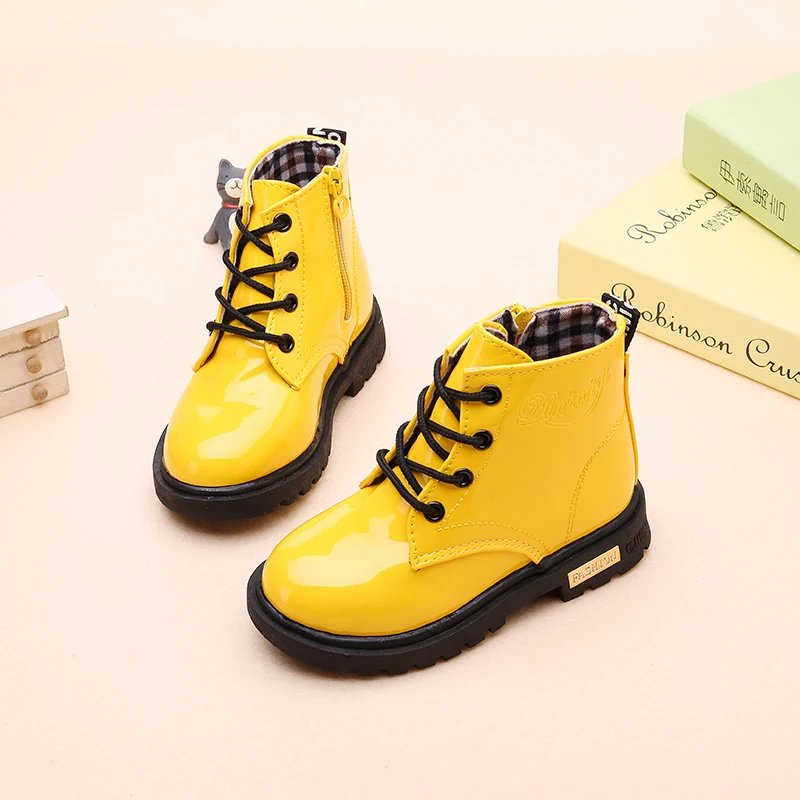 2022 New Winter Children Shoes PU Leather Waterproof Plush Boots Kids Snow Boots Brand Girls Boys Casual Boots Fashion Sneakers