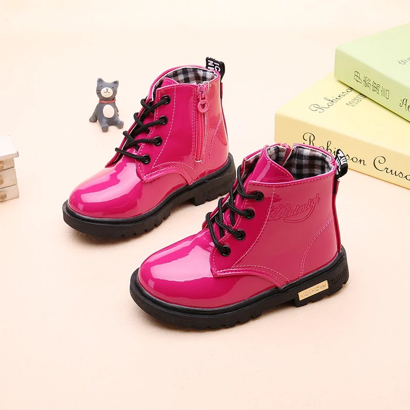 2022 New Winter Children Shoes PU Leather Waterproof Plush Boots Kids Snow Boots Brand Girls Boys Casual Boots Fashion Sneakers