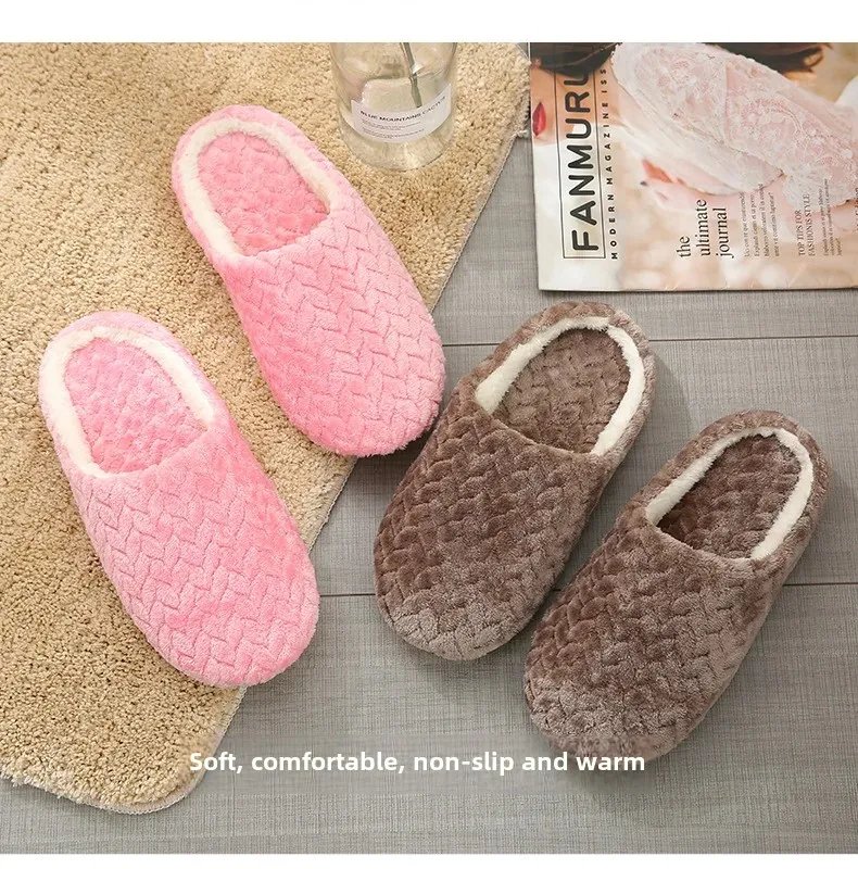 New Jacquard Japanese-style Soft-soled Silent Suede Slippers Non-slip Wooden Floor Indoor Cotton Slippers