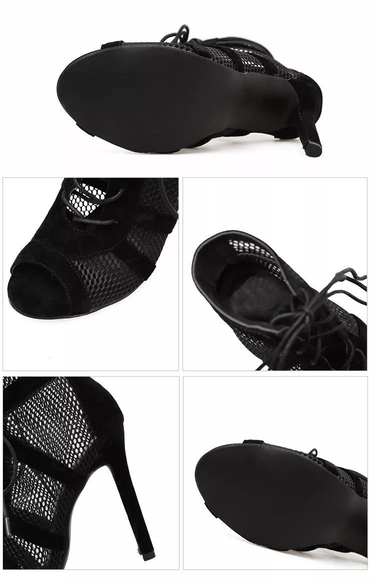 New Fashion Show Black Net Fabric Cross Strap Sexy High Heel Sandals Woman Shoes Pumps Lace-up Peep Toe Sandals Casual Mesh New Fashion Show Black Net Fabric Cross Strap Sexy High Heel Sandals Woman Shoes Pumps Lace-up Peep Toe Sandals Casual Mesh