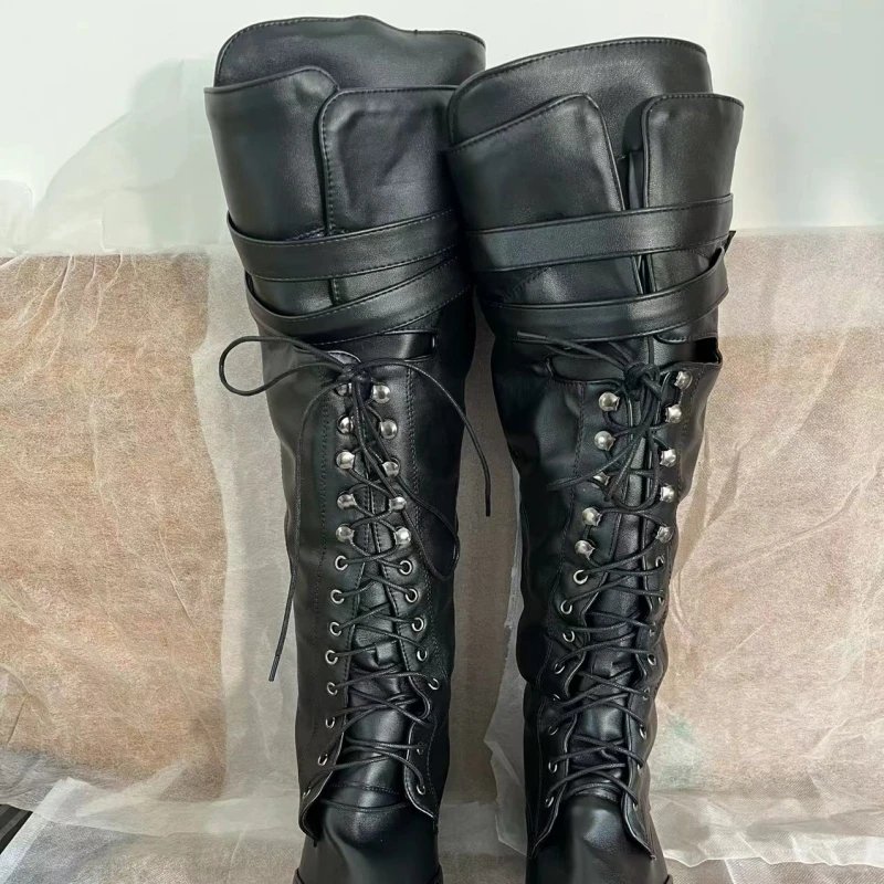 Men Long Boots Cowboy Western Boots Retro Long Classic Men Long Western Vintage Male Boots Knee High Shoes Botas Zapatos Hombre