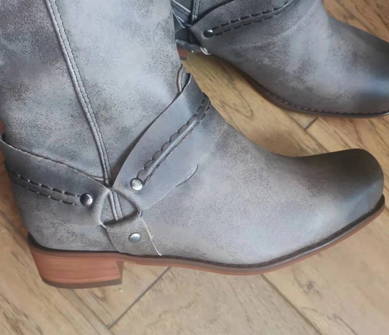 Retro Cowboy Boots Women Men Mid Calf Outdoor Men Vintage PU Shoes Man Slip on Winter Gladiator Booties Unisex Chelsea Boots Men