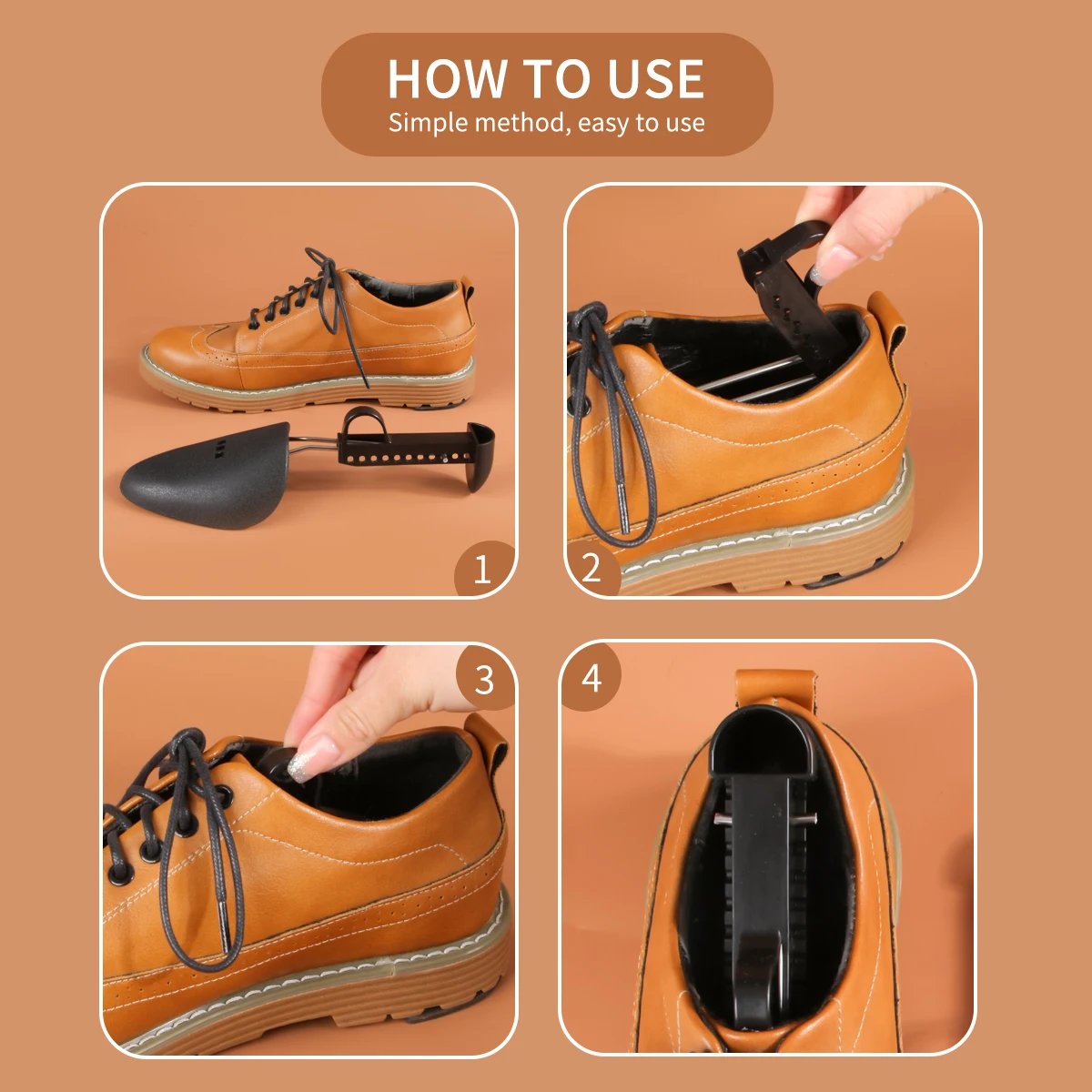 1 Pair Men and women Plastic Shoe Tree Adjustable Shoe Stretcher Shaper Boot Holder Shoe Support（white and black）two sizes