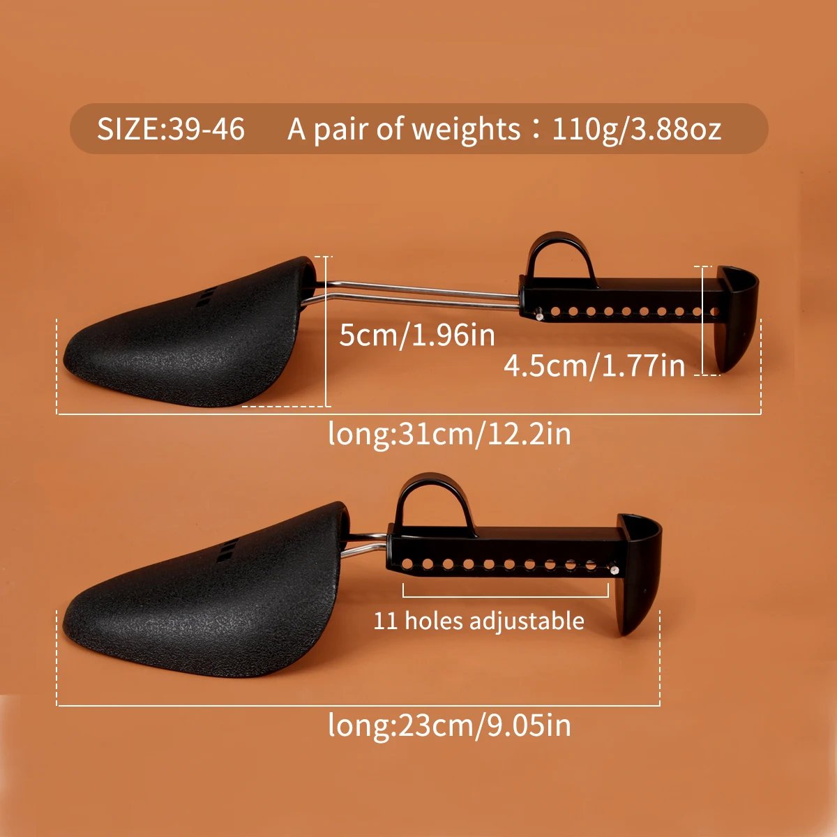 1 Pair Men and women Plastic Shoe Tree Adjustable Shoe Stretcher Shaper Boot Holder Shoe Support（white and black）two sizes