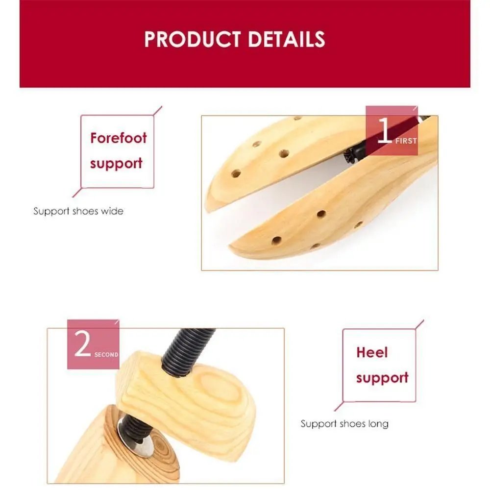 2-Way Adjustable Shoe Stretcher Shoes Tree Shaper Rack Pine Wood Shoe Expander For Man Women Shoe Accessories S/M/L