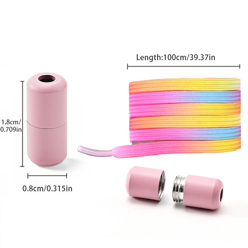 1双免系带鞋带彩色扣鞋带珍珠浅色多彩时尚无系带弹力运动鞋鞋带儿童成人