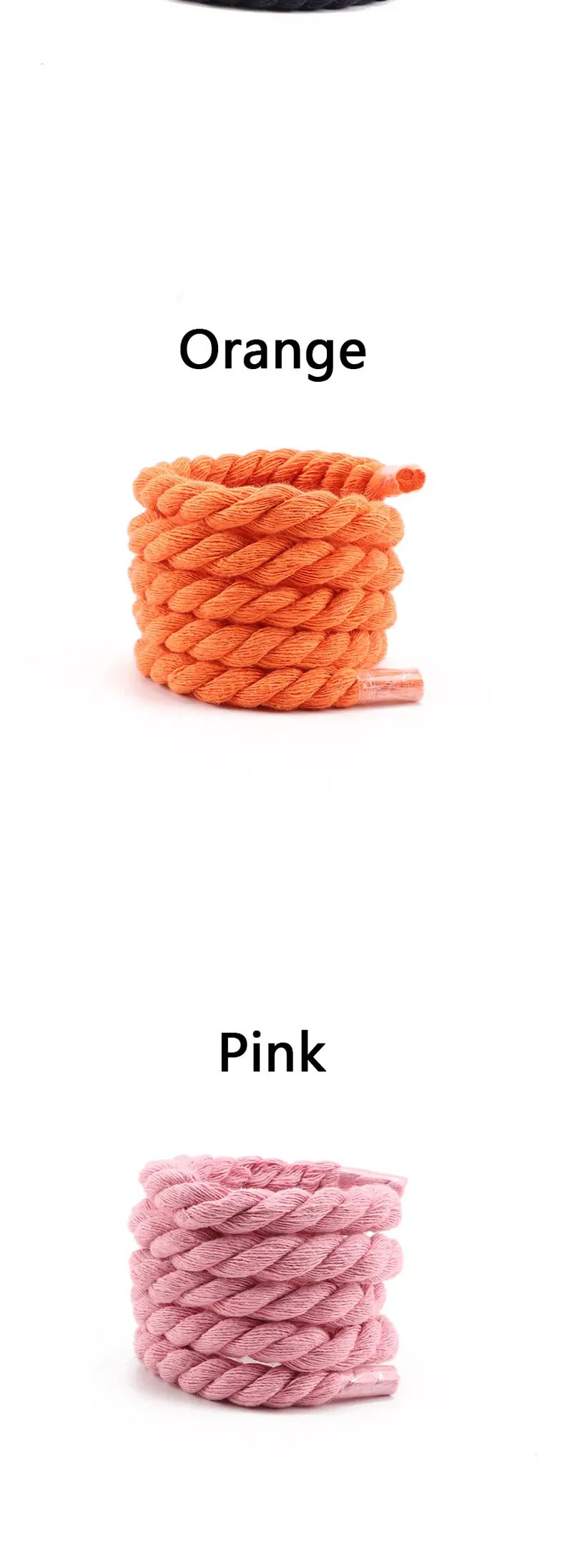 Quality Round Shoelaces Hand-woven 1CM Shoelace Three-strand Cotton Rope Solid Color Bold Cotton Twist Decoration Shoe Laces