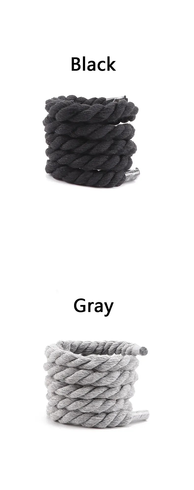Quality Round Shoelaces Hand-woven 1CM Shoelace Three-strand Cotton Rope Solid Color Bold Cotton Twist Decoration Shoe Laces