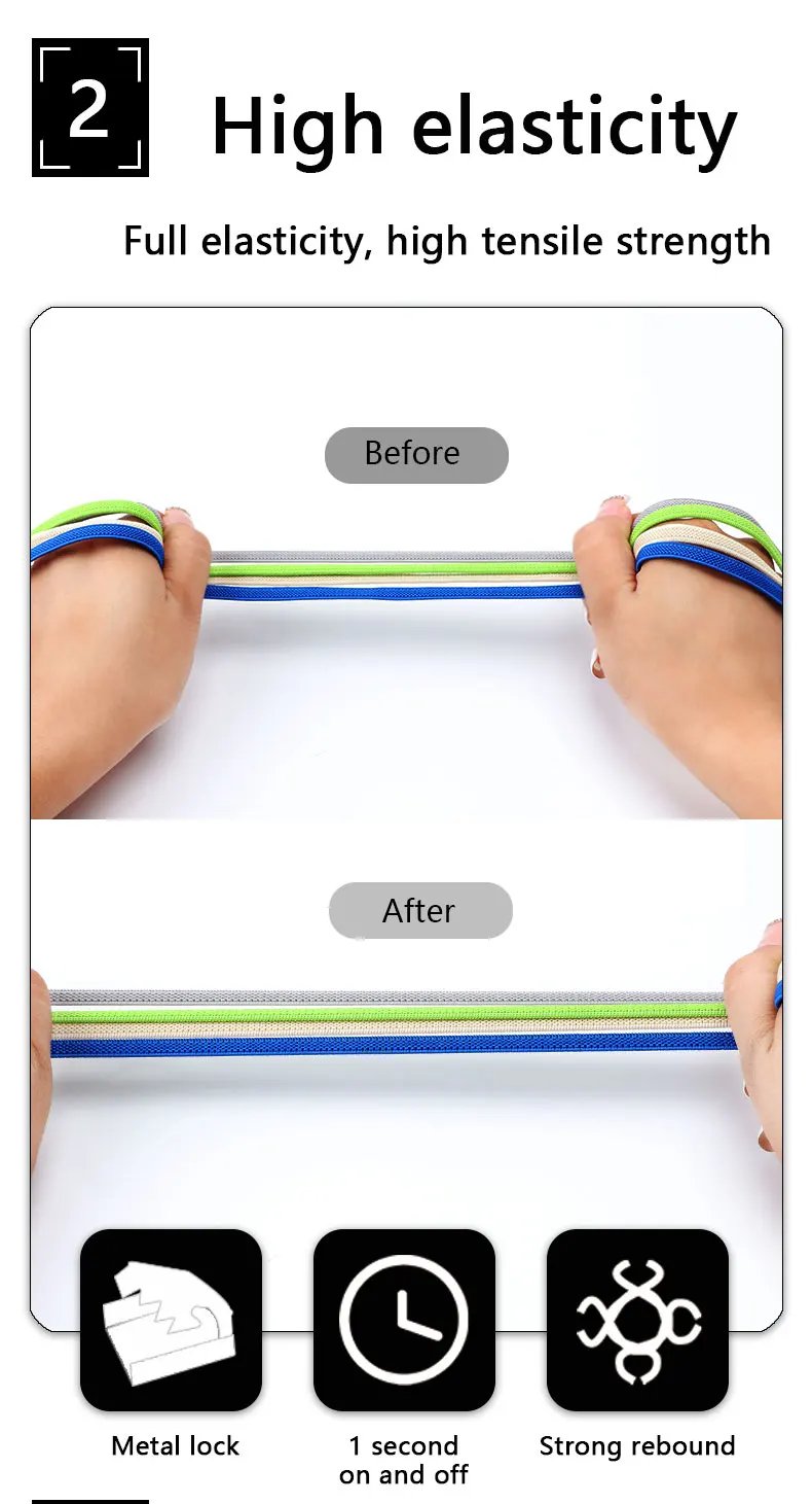 4Pcs No Tie Shoelaces Metal Buckles Elastic for Sneakers One Size Fits All Adult Kids Quick Laces Lazy Sport Rubber Shoestrings