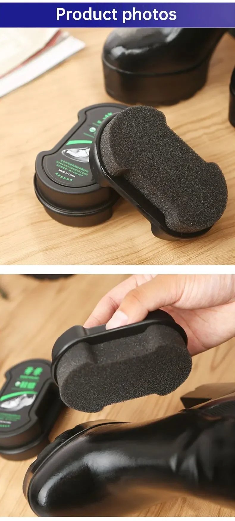 Quick Polish Double-sided Leather Shoe Brush Polish Brush Shoe Maintenance Brightening Cleaning Duster Sponge Wipe Colorless