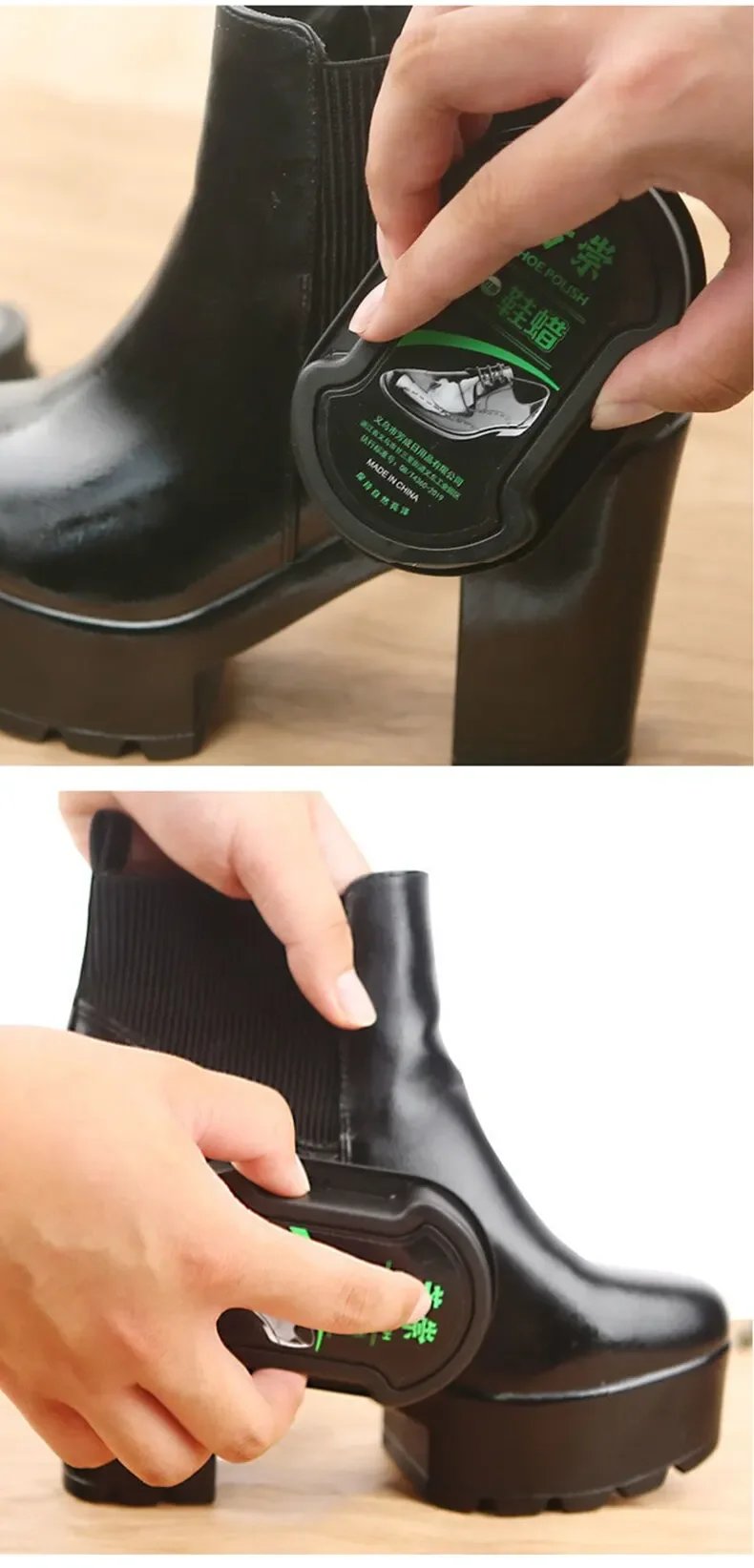 Quick Polish Double-sided Leather Shoe Brush Polish Brush Shoe Maintenance Brightening Cleaning Duster Sponge Wipe Colorless