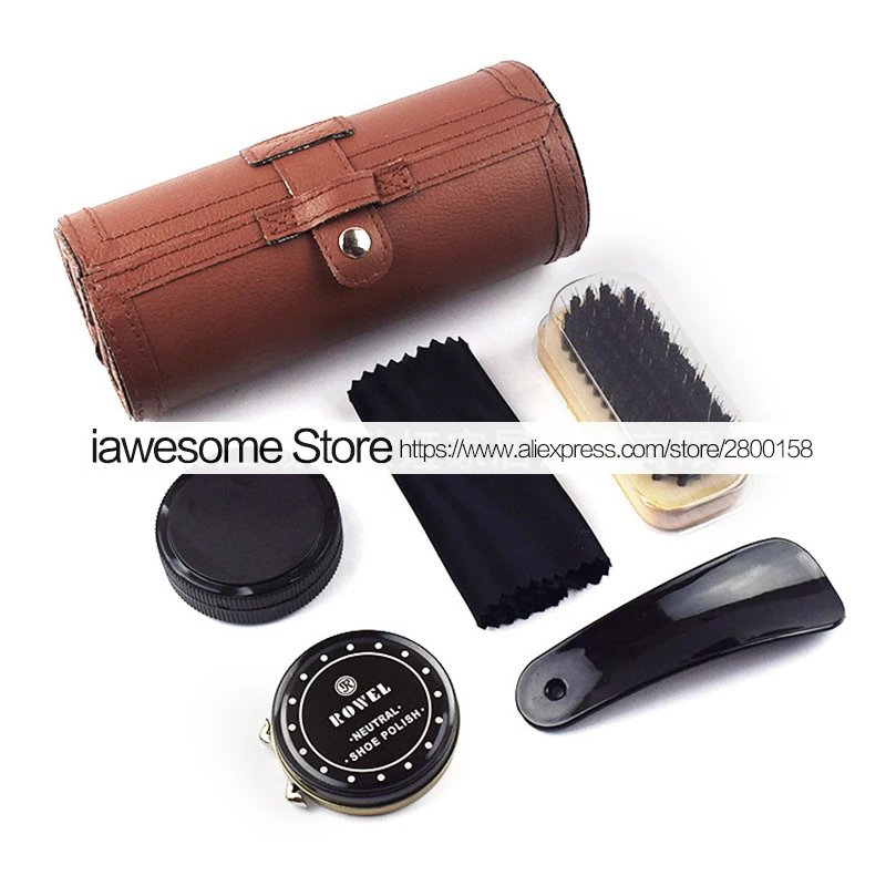 Professional Shoes Care Kit Portable For Boots Sneakers Cleaning Set Polish Brush horn Shine Polishing Tool For Leather Shoes