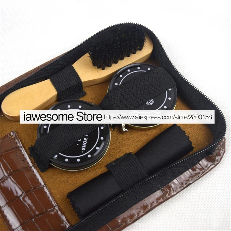 Professional Shoes Care Kit Portable For Boots Sneakers Cleaning Set Polish Brush horn Shine Polishing Tool For Leather Shoes